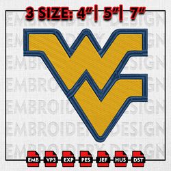 West Virginia Mountaineers Football Team Embroidery file, NCAAF teams Embroidery Designs, College Football, Machine Embr