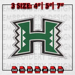 Hawaii Rainbow Warriors Embroidery file, NCAAF teams Embroidery Designs, College Football, Machine Embroid