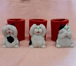 Cats – Hear nothing See nothing Say nothing (3 molds set) - silicone molds