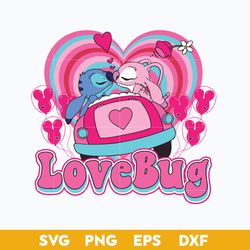 Love Bug SVG, Stitch And Angel Valentine SVG, Disney Valentine SVG