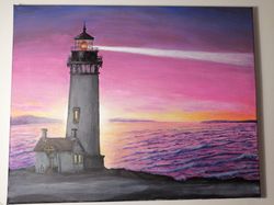Original Acryl painting Lighthouse wall art Seascapes artwork
