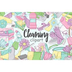 Spring house cleaning clipart, organizing clipart, spring clean clip art, planner sticker clipart, Housework chores Plan