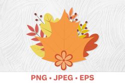 Bunch of colorful fall leaves and flowers Sublimation design