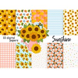 Sunflowers Digital Paper | Sunshine Pattern
