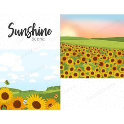 Sunshine Illustration | Village Farm Landscape