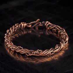 Narrow wire wrapped pure copper bracelet
