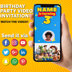 Toy Story Birthday Invitation Video, Toy Story Video Invitation, Toy story personalized invitation, Animated toy story