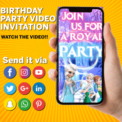 Frozen Invitation, Frozen Video Invitation, Frozen Birthday Invite, Elsa Birthday Invite, Elsa Frozen Party