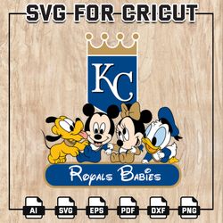 Royals Babies MLB Svg, Kansas City Royals Svg, Disney MLB SVG, Minnie, Mickey, Pluto, Donald, MLB Team, Instant Download