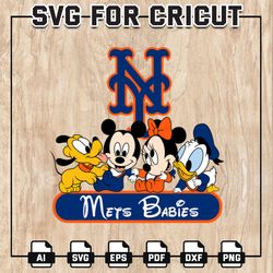 Mets Babies MLB Svg, New York Mets Svg, Disney MLB SVG, Minnie, Mickey, Pluto, Donald, MLB Teams, Instant Download