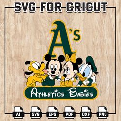 Athletics Babies MLB Svg, Oakland Athletics Svg, Disney MLB SVG, Mickey, Pluto, Donald, MLB Teams, Instant Download
