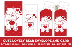 Cute lovely bear envelope and card SVG