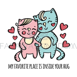 CATS IN LOVE Valentine Day Cartoon Vector Illustration Set