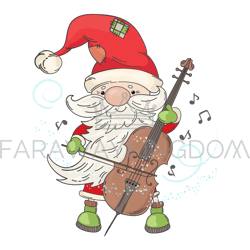 CELLO SANTA Merry Christmas Musician Vector Illustration Set