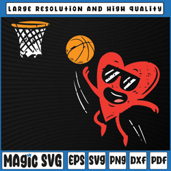 Heart Playing Basketball Svg, Cute Valentines Day Sports Svg, Valentine's Day, Digital Download