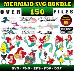 150 MERMAID MEGA SVG BUNDLE - SVG, PNG, DXF Files for print & cricut