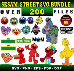 200 Sesam Street Mega Svg Bundle svg, png, dxf, eps files for print and cricut