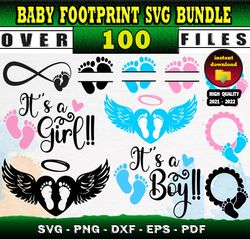 100 BABY FOOTPRINT MEGA SVG BUNDLE - svg files for print & cricut