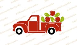 Apple truck svg Vintage truck svg Fall truck svg Red truck svg Pickup truck svg Apples svg Hello fall svg Farm truck svg