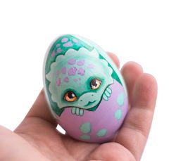 Cute little hatched baby dragon Wooden painted egg Easter Keepsake basket filler Egg hunt First Easter gift for mom