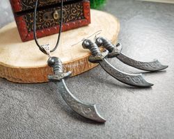 Sword pirate earrings are weird, funny, lesbian dagger goth cosplay jewelry set