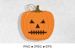 Creepy Halloween pumpkin face. Cartoon Jack o Lantern