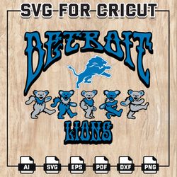 Detroit Lions Grateful Dead Svg, Dancing Bears Svg, Lions NFL SVG, Dancing Bears NFL, NFL Teams, Instant Download