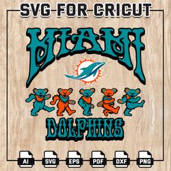 Miami Dolphins Grateful Dead Svg, Dancing Bears Svg, Dolphins NFL SVG, Dancing Bears NFL, NFL Teams,Instant Download