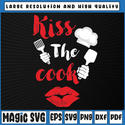 Kiss the Cook Svg, Chef Cooking Love Big Red Heart  Svg, Valentine's Day, Digital Download