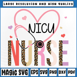 NICU Nurse Valentine PNG, Leopard Print Heart Stethoscope Nursing Png, Valentine's Day, Digital Download