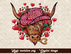 Heifer Valentine Png - Highland Cow Valentine Png - Valentine Day Western Country Png - Love Cow Valentines Day Png