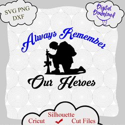 Always remember our heros svg, Veterans day Svg, Memorial day SVG PNG