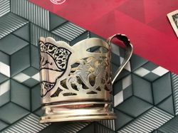 CUP HOLDER USSR Silver VINTAGE RARE SAMPLE 875 brands