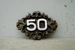 Address metal mumber plaque 50 - vintage apartment number sign