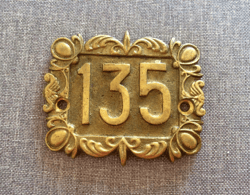 Bronze address apartment number sign 135 - antique door number plaque