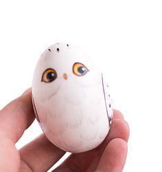 Snowy owl Easter egg Painted wooden eggs Keepsake owlet Easter basket filler Egg hunt White owlet Hedwig