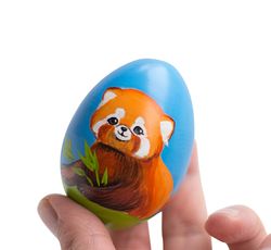 Personalized Easter egg cute red panda Painted wooden eggs Keepsake lesser panda Easter basket filler Egg hunt gift