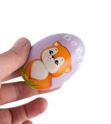 Cute little fox Personalized Easter egg Keepsake Painted wooden eggs Easter basket filler First Easter gift Egg hunt