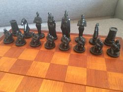King Arthur Soviet chess set Medieval knights Russian chess set vintage 1970s