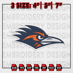 UTSA Roadrunners Embroidery file, NCAAF teams Embroidery Designs, College Football, Machine Embroidery