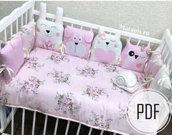 Baby bedding crib sets girl tutorial, 7in 1, Toddler bed set, Newborn bed set, Toddler bed bumper diy