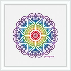 Cross stitch pattern Mandala Ornament Heart Damask Rainbow Panel abstract pillow napkin counted crossstitch patterns PDF