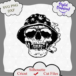 Skull Smoking Joint Svg File, Smoking Joint Svg, Smoking Cannabis svg, Marijuana svg, Cannabis Svg, Smoking Weed Svg