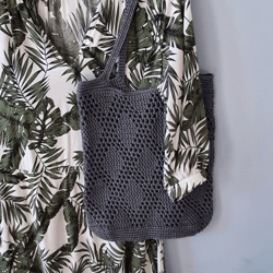 handmade crochet tote bag  minimalist crochet  handbag shoulder bag gift for her