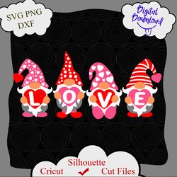 Gnome love SVG, Valentines Day svg, Valentines shirt, Love svg, Hugs svg, Heart svg, love valentine png, love ornament