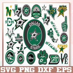 Bundle 27 Files Dallas Stars Hockey Team Svg, Dallas Stars Svg, NHL Svg, NHL Svg, Png, Dxf, Eps, Instant Download