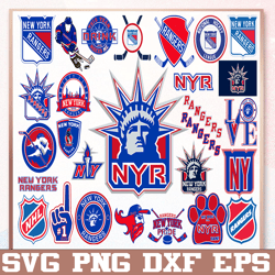 Bundle 28 Files New York Rangers Hockey Team Svg, New York Rangers Svg, NHL Svg, NHL Svg, Png, Dxf, Eps