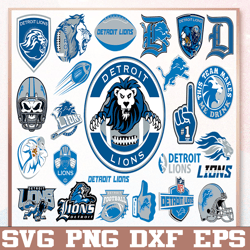 Bundle 24 Files Detroit Lions Football team Svg, Detroit Lions Svg, NFL Teams svg, NFL Svg, Png, Dxf, Eps