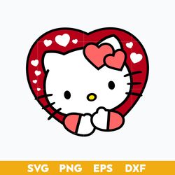 Kitty Vanlentine Day SVG, Hello Kitty Heart SVG, Valentine Day SVG Cut File