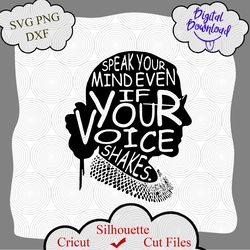 Ruth bader ginsburg svg, speak your mind even if your voice shakes svg, quote svg, funny RBG quote svg, ruth bader svg